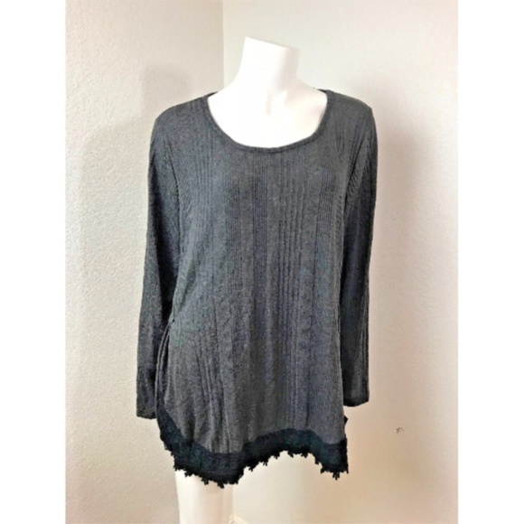 Style & Co Grey Long Sleeve Sweater Thin Large - Picture 2 of 7